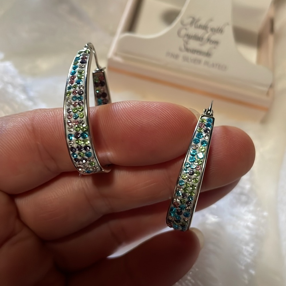 Silver Geometric Hoop Earrings Modern Design